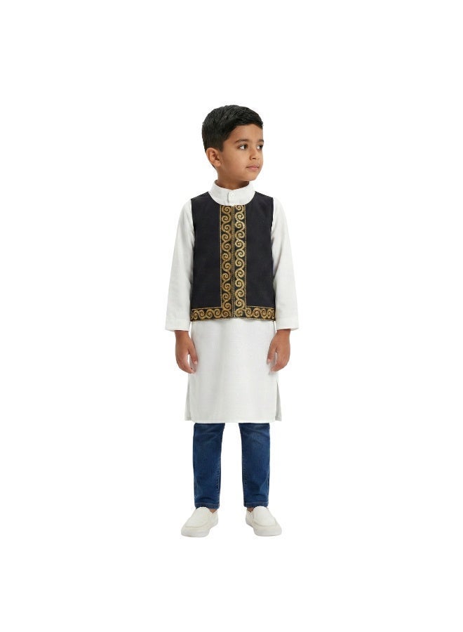 Bidani Boys’ Embroidered Waistcoat Kurta Set - Image 2